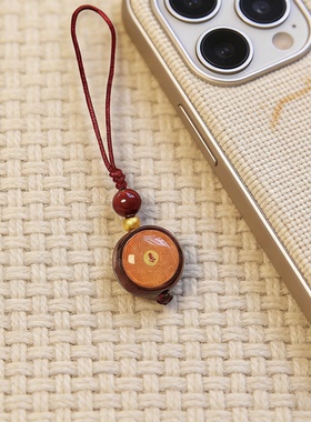 楞严唐卡朱砂吊坠项链双面紫金砂唐卡挂坠毛衣链可吊坠手机链单坠