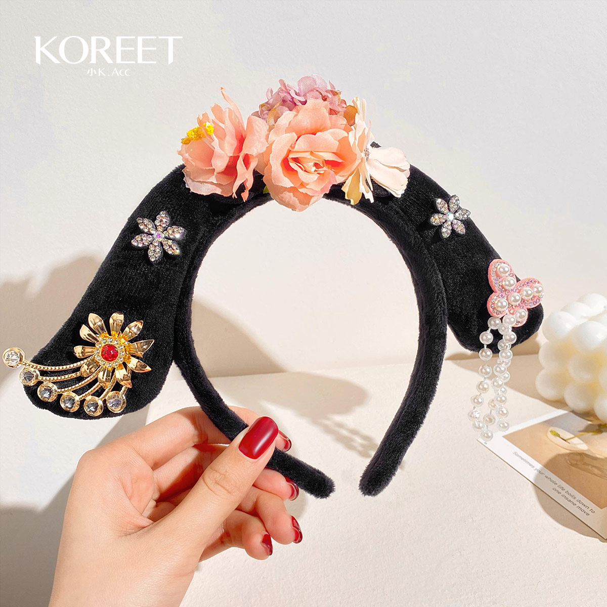 甄嬛传贵人旗头发发箍女洗脸宫廷风清朝格格娘娘贵妃头箍古卡头饰