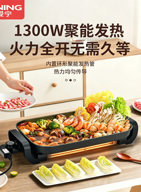 爱宁小型多功能电烤盘烤肉锅