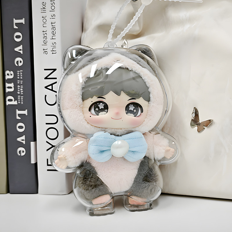 周深泡泡玛特保护壳18cm娃包周深周边保护套搪胶毛绒挂件防尘罩 - 图1