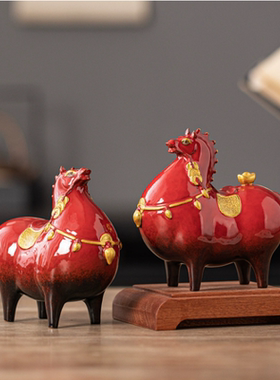 2026年招财马到成功陶瓷唐马摆件工艺品酒柜办公室玄关客厅装饰品