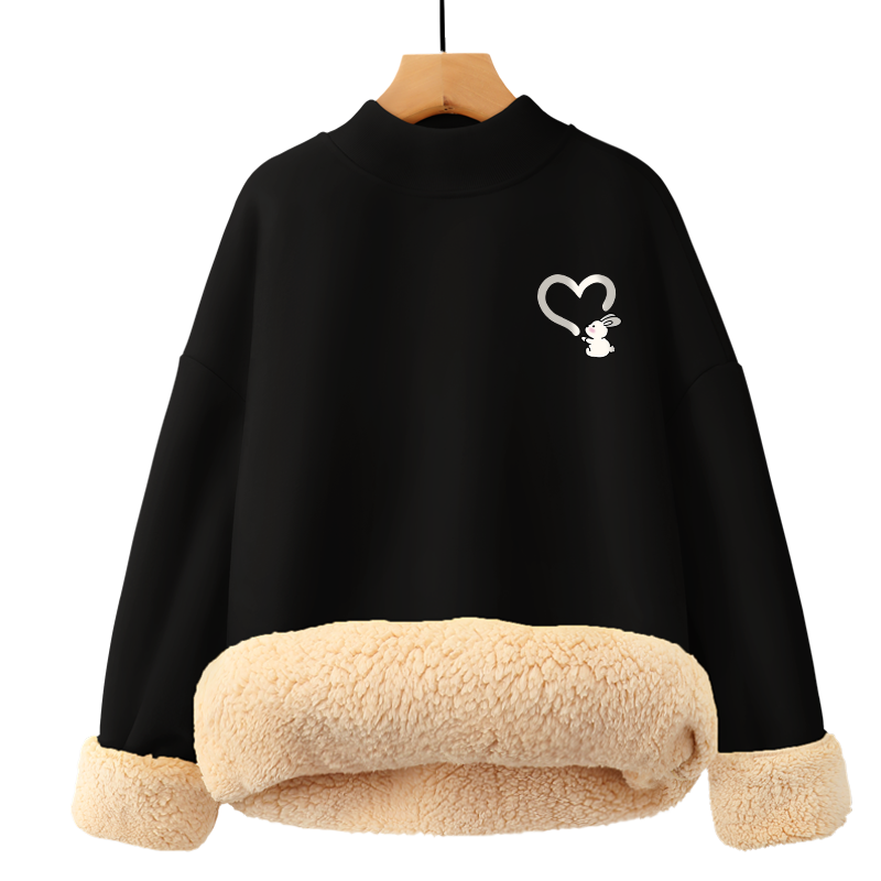 内搭打底衫保暖超厚秋冬加绒加厚毛衣羊羔绒特厚黑色半高领卫衣女,淘宝优惠券,粉丝福利购,淘宝优惠卷