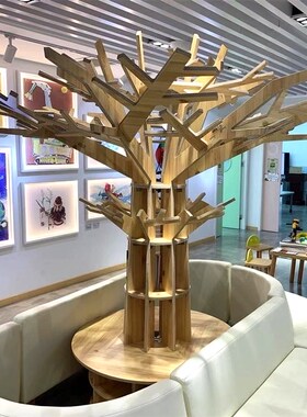 早教培训大厅树形休息区落地摆件