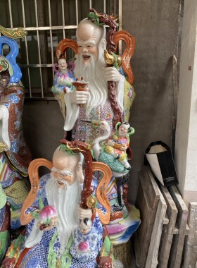 景德镇陶瓷雕塑手工手绘粉彩人物福禄寿三星两米酒店庙宇会所摆件
