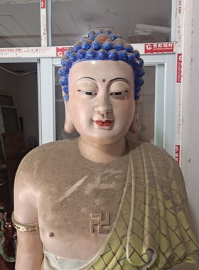 雕塑陶瓷站莲释迦牟尼佛药师佛如来佛阿弥陀佛像三宝佛摆件高两米