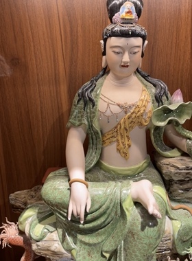 家居装饰工艺品景德镇雕塑陶瓷观音佛像自在菩萨供奉人物摆件70cm