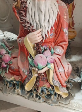 景德镇手工雕塑陶瓷南极仙翁寿星公长生大帝中式家居人物装饰品40