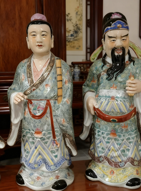 景德镇彩绘雕塑陶瓷八仙神像佛像器八仙过海瓷像家居风水摆件50CM