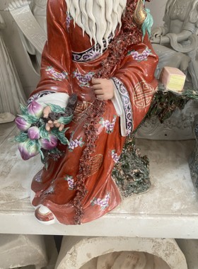 景德镇陶瓷雕塑寿星公中式复古南极仙翁老寿星贺寿居家摆件装饰品