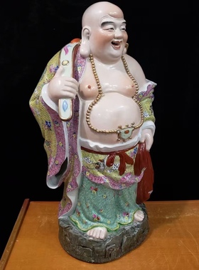陶瓷弥勒佛像如意赐福摆件笑口佛开业乔迁新居大肚佛礼品工艺礼品