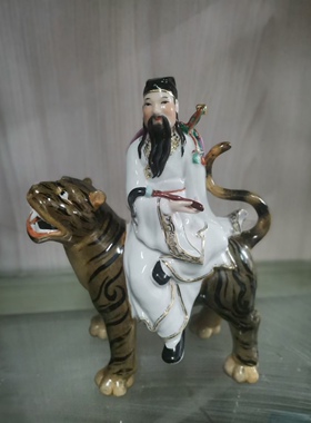12寸八仙瓷像雕塑陶瓷骑兽八仙神像吕洞宾铁拐李居家供奉佛像摆件