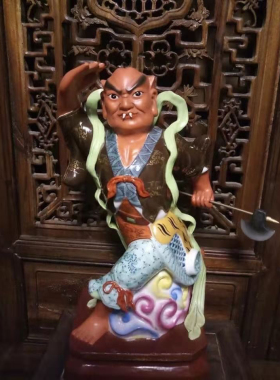 千里眼顺风耳神像千里眼顺风耳将军瓷像左右护法佛像装饰摆件38cm