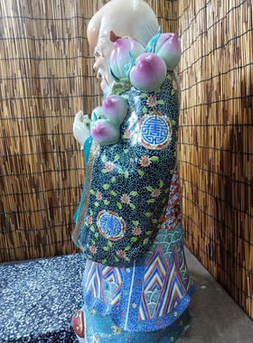 景德镇陶瓷器老寿星工艺品摆件人物祝寿生日礼品佛像老人寿桃86cm
