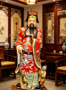 景德镇手工粉彩福禄寿三星陶瓷器雕塑摆件家居纳福吉祥工艺品70cm