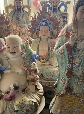 陶瓷坐莲庙宇如来佛祖神像释迦牟尼佛像阿弥陀佛药师佛三宝佛摆件