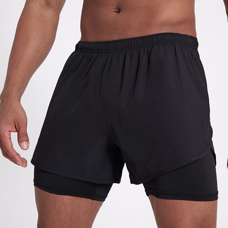 跑步短裤男专业马拉松田径三分裤带内衬双层裤子运动健身可放手机