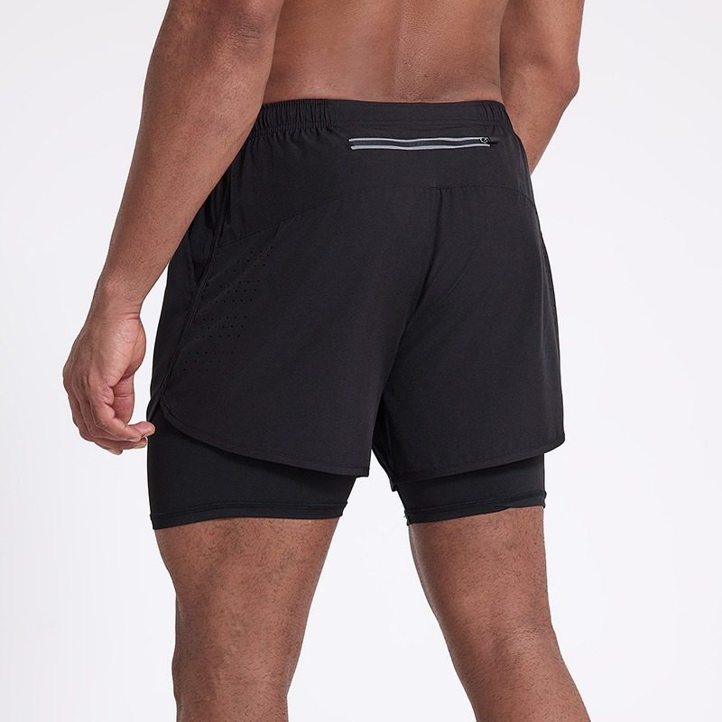 跑步短裤男专业马拉松田径三分裤带内衬双层裤子运动健身可放手机