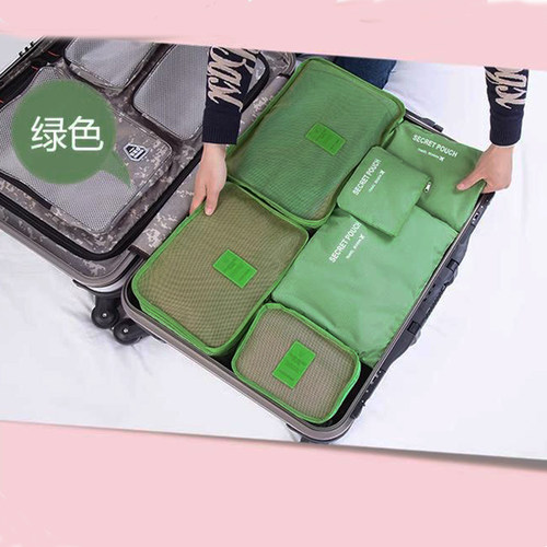 韩式旅行行李箱收纳袋套装多功能衣物鞋子分类收纳包六件套整理袋 - 图0