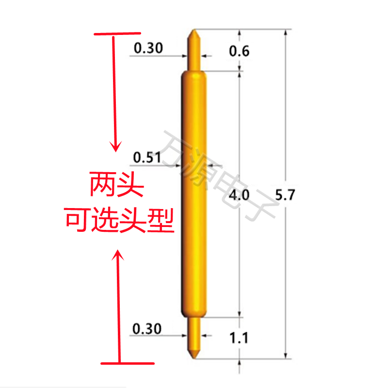 新款半导体测试针048BB 048BF 058DD 058DF 078DD双头伸缩探针5.7 - 图0