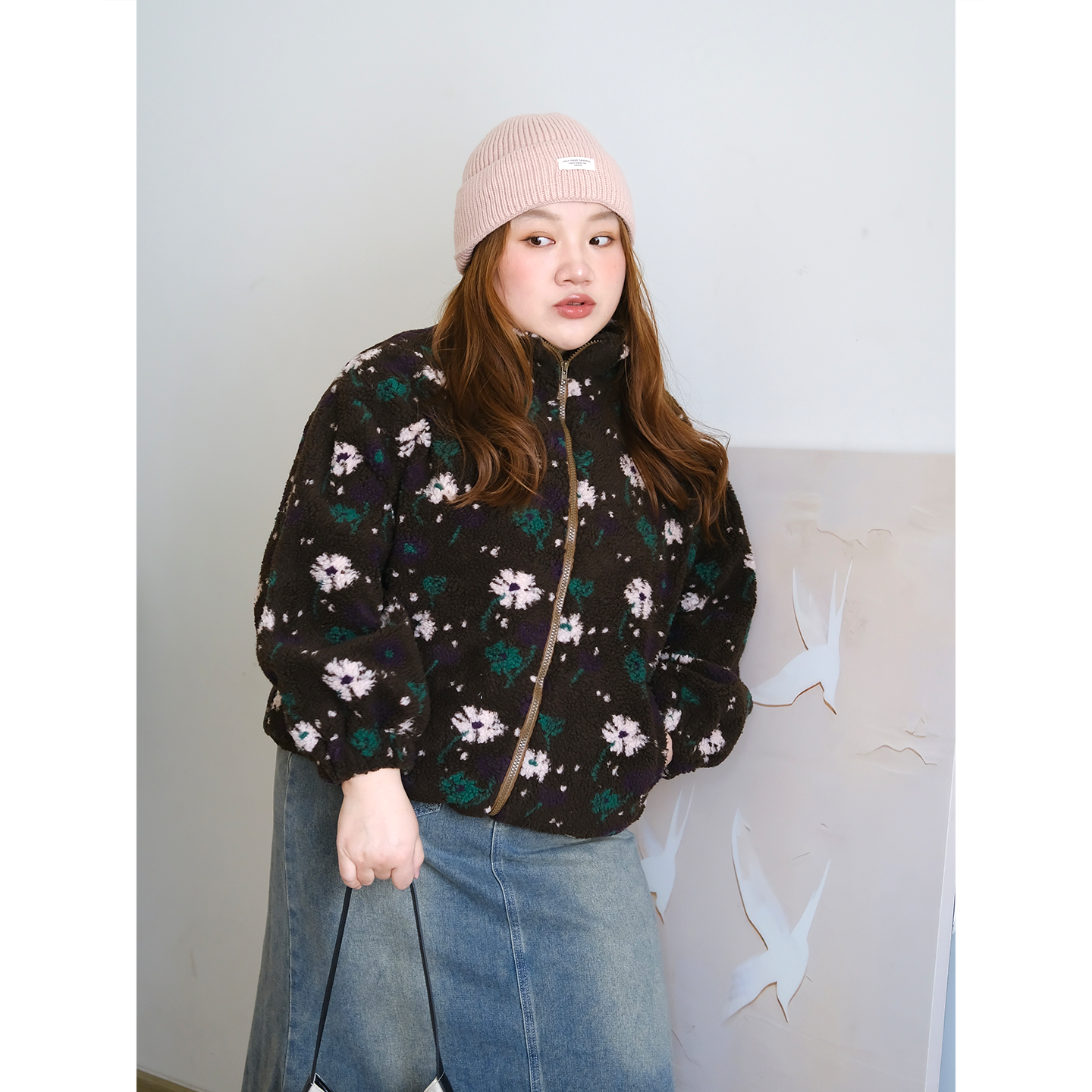 zooobaby11/09韩系简约印花摇粒绒半高领拉链外套女显瘦上衣,淘宝优惠券,粉丝福利购,淘宝优惠卷