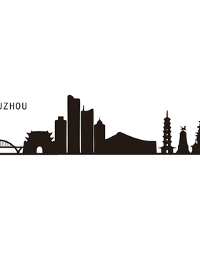浙江省省城市地标建筑剪影轮廓