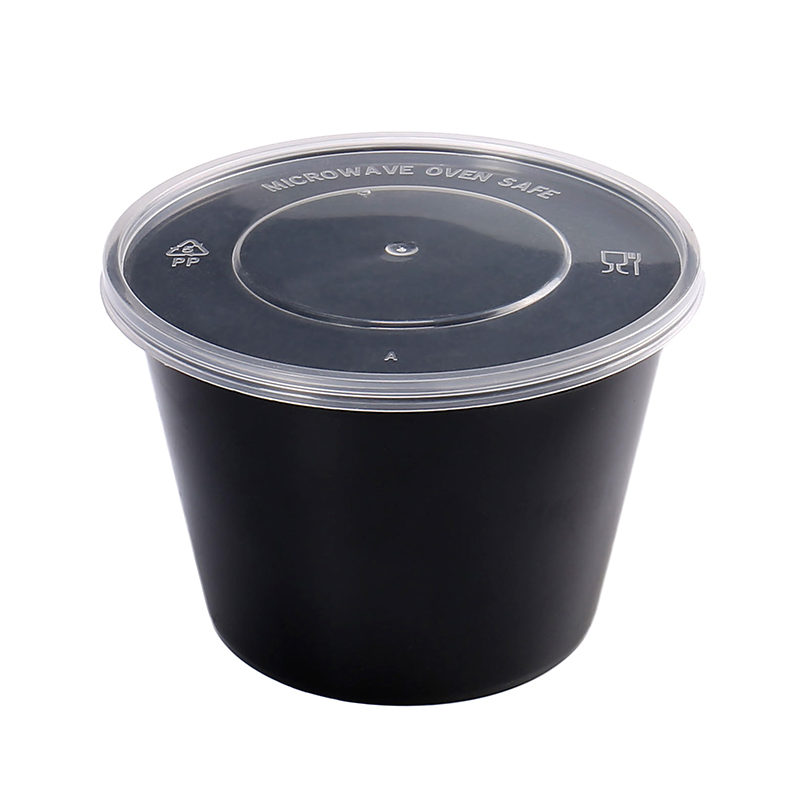 圆形黑色1000ml加厚一次性餐盒塑料打包盒快餐外卖便当饭盒汤碗