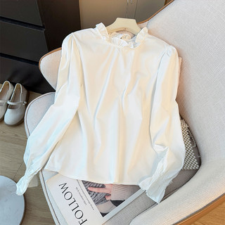 Korean sweet white lace collar long-sleeved shirt for women spring 2026 new style foreign style age-reducing loose pullover top
