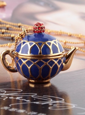 美国彩釉茶杯长款毛衣链