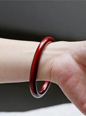 印度小叶紫檀素款手镯天然檀木红木镯子复古简约素雅手环贵妃镯