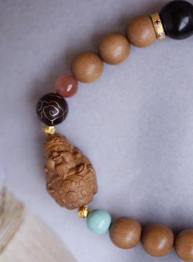 紫檀-老山檀香 原创 逢喜 8-10mm单圈手串木简约盘玩文玩念珠送礼