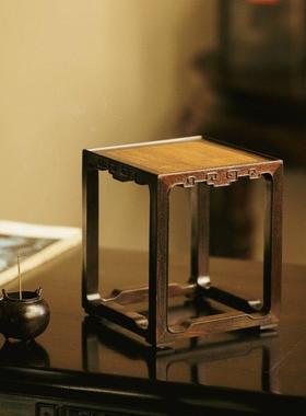 大红酸枝四方底座工艺品佛像摆件底座新中式木质花瓶奇石头底座