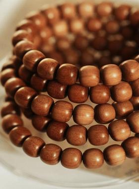 老山檀香红肉级老料9x10mm 单圈 手串木简约盘玩文玩念珠送礼