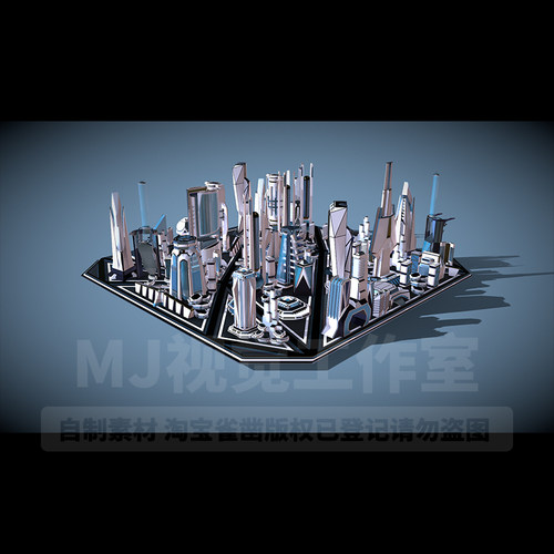 未来科技科幻城市蓝图电商场景模型建模素材blender建筑工业84 - 图0