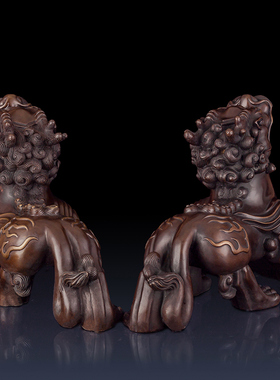 纯黄铜双角貔貅办公室客厅家居装饰品招财黄铜貔貅工艺品礼品摆件