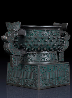 纯铜甲簋工艺品摆件青铜鼎奖杯铜鼎饰品活动奖品办公室装饰品摆件