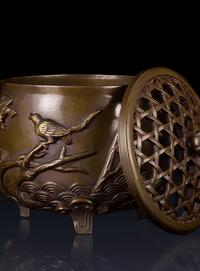 纯铜仙鹤香炉摆件铜制香炉工艺品香炉摆件香炉装饰品熏香炉摆件