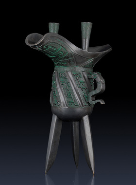 纯黄铜爵杯工艺品办公室客厅装饰摆件仿古中式酒杯礼品铜制品摆件