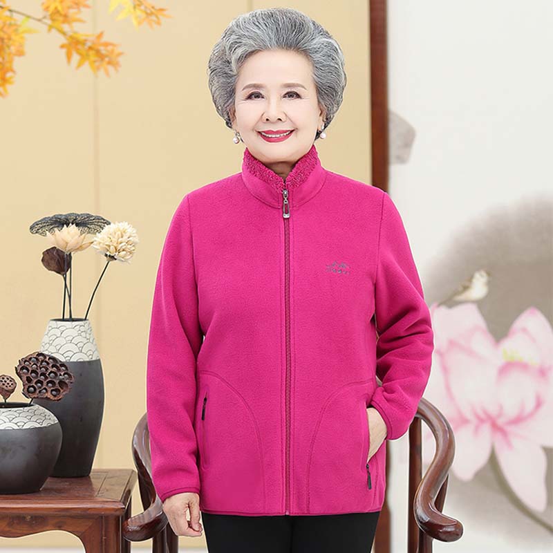 奶奶摇粒绒卫衣妈妈装大码加厚加绒外套中老年人女抓绒衣秋冬新款 奶奶摇粒绒卫衣妈妈装大码加厚加绒外套中老年人女抓绒衣秋冬新款