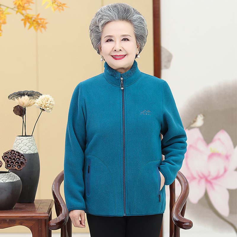 奶奶摇粒绒卫衣妈妈装大码加厚加绒外套中老年人女抓绒衣秋冬新款 奶奶摇粒绒卫衣妈妈装大码加厚加绒外套中老年人女抓绒衣秋冬新款