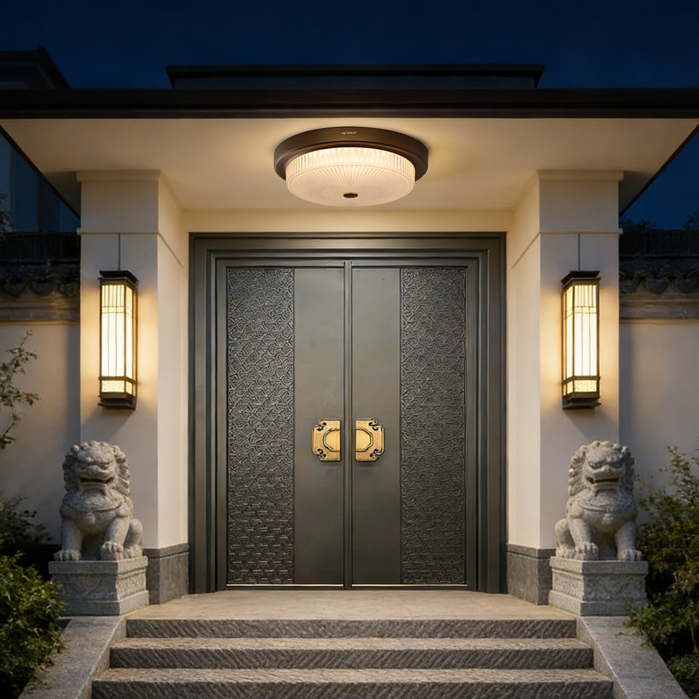 新中式吸顶灯阳光房玻璃门口美式卧室阳台灯户外大门感应别墅室外,淘宝优惠券,粉丝福利购,淘宝优惠卷