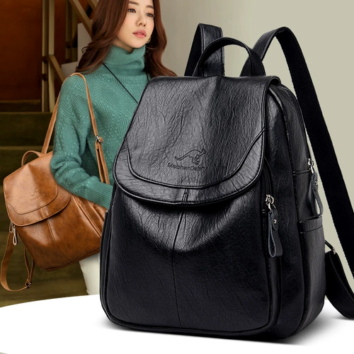 Рюкзак, вместительная и большая универсальная сумка через плечо для матери и ребенка для путешествий, из натуральной кожи, в корейском стиле