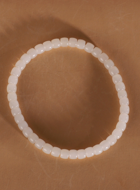 天然新疆于田料和田玉直切手串5x4mm 2号 羊脂白玉手链珠串