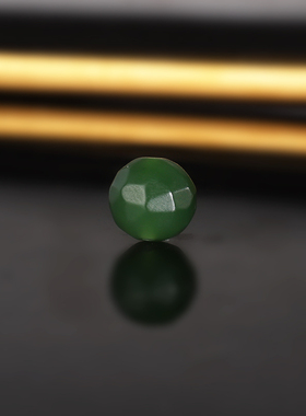 天然俄料碧玉无相珠散珠9.6mm 1929号 阳绿 和田玉配珠隔珠