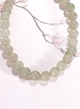 晴水和田玉高冰湖水绿6mm手链单圈保真天然玉石青玉QV74号