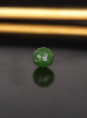 天然俄料碧玉无相珠散珠7.5mm 1955号 阳绿 和田玉配珠隔珠