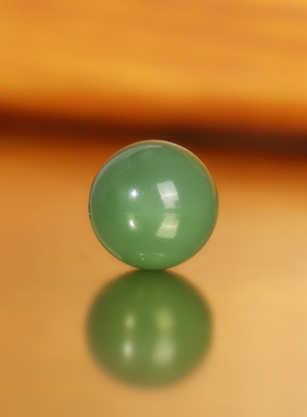 俄料高货碧玉单珠14mm 144号 阳绿果绿色 和田玉散珠隔珠配珠