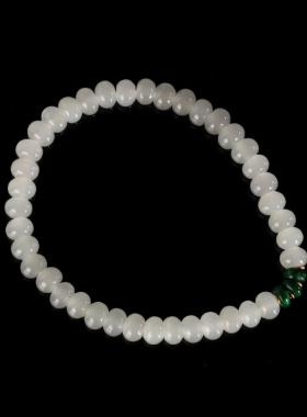 天然和田玉晴水隔珠手串6mm 67号 羊脂玉设计款手链珠串