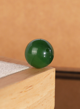 天然俄料老坑碧玉散珠11.9mm 2194号 阳绿和田玉配珠 一物一图