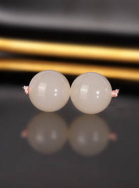 和田玉高冰藕粉散珠 12mm一对 1903号 羊脂玉冰底配珠 一物一图