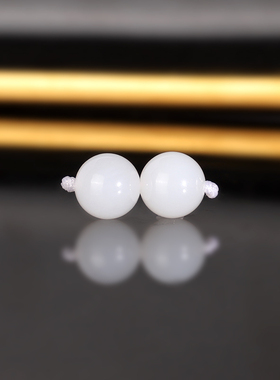 天然新疆和田玉散珠 8mm 2375号 羊脂白玉配珠隔珠对珠